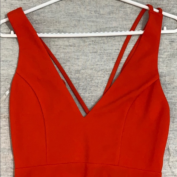 Fashion Nova Red V Neck Strappy Back Midi Dress - Picture 2 of 5